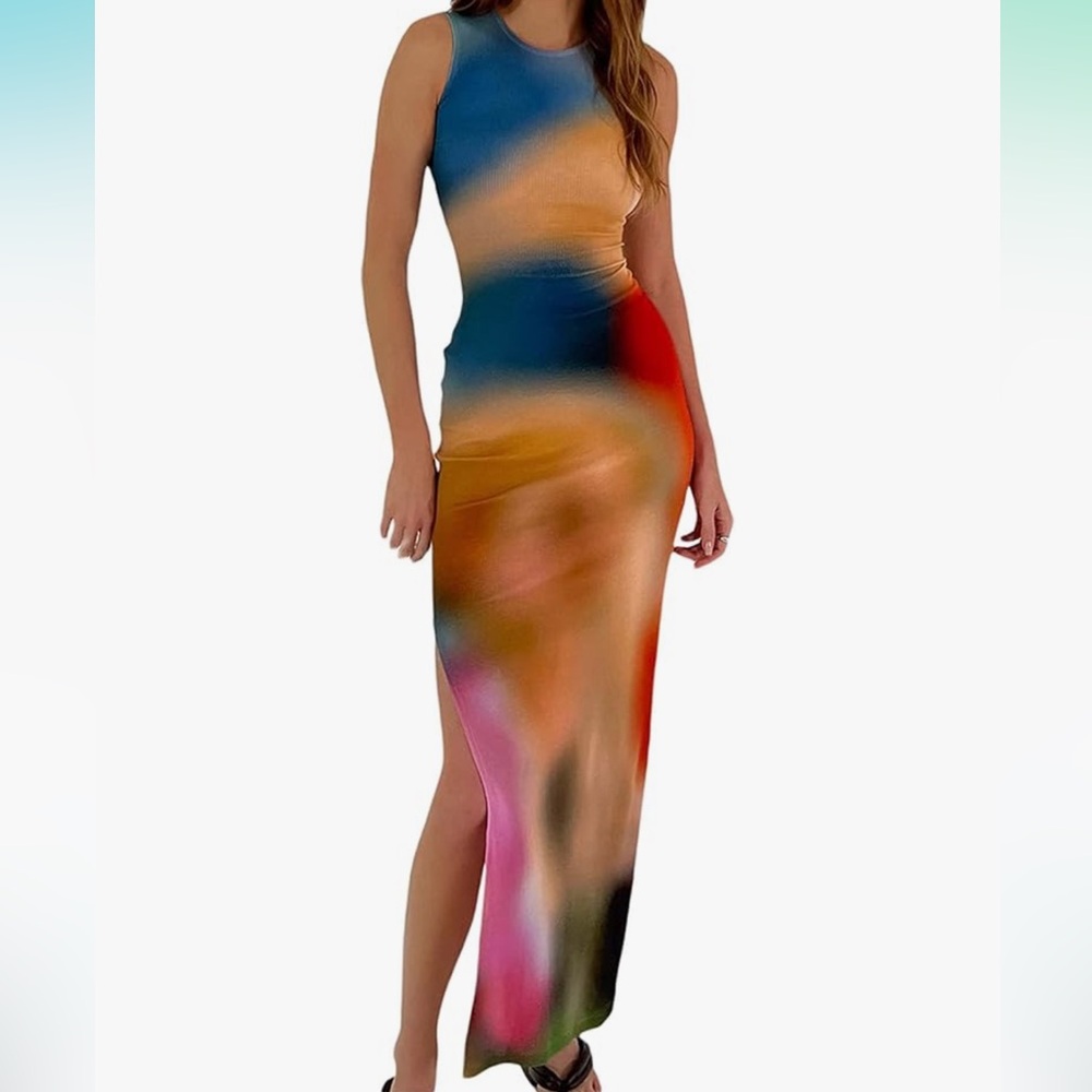 Amazon Tie Dye pull on Midi Dress - Colorful